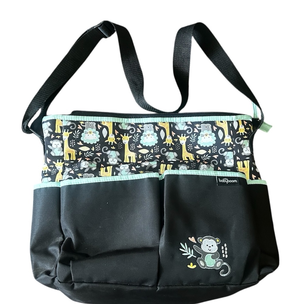Black and Green Animal Print Diaper Bag